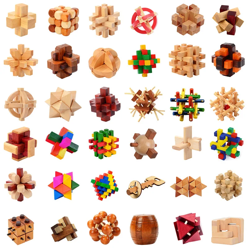 Kong Ming Lock Iq Rompicapo Luban Lock 3D Legno Interlock Burr Puzzle Bambini Adulti Giocano Giocattolo Puzzle Casual