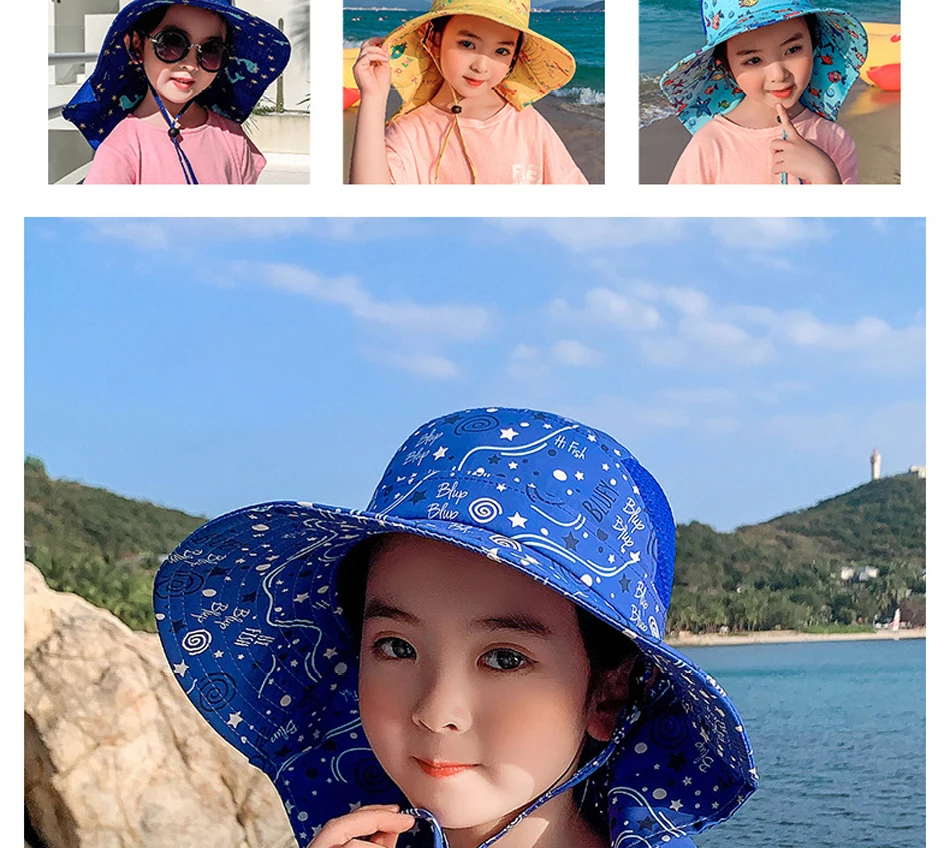 newborn socks for babies Summer Baby Bucket Hat 360° Wide Brim UV Protection Boys Girls Cap Children Panama Outdoor Beach Sun Hats Cartoon Fisherman Caps crochet baby accessories