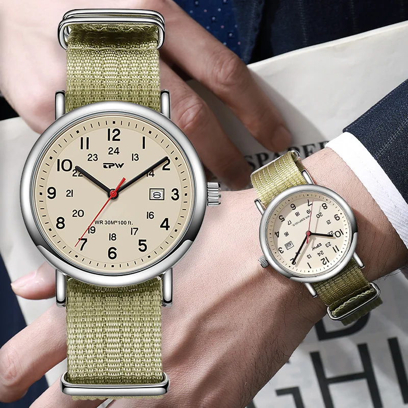 Montre TPW 2026, nouvelle collection, bracelet en toile, affichage 24 heures, mouvement à quartz, montre de fonction quotidienne