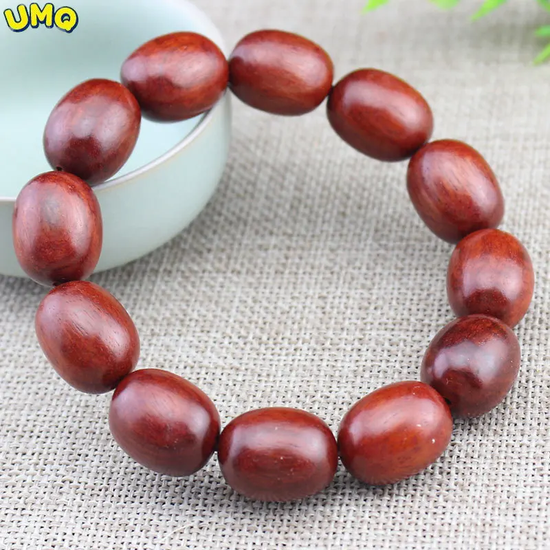 

Natural Solid Wood Leaf Red Sandalwood Bracelet Buddha Beads Personality Date Beads Zambia Blood Sandalwood Men Women Jewelry