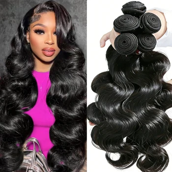 1 3 4 PCS Body Wave Bundles Human Hair 30 40 Inch Brazilian Real Human Hair Natural Black 16A Raw Hair Weave Bundles Extensions 1
