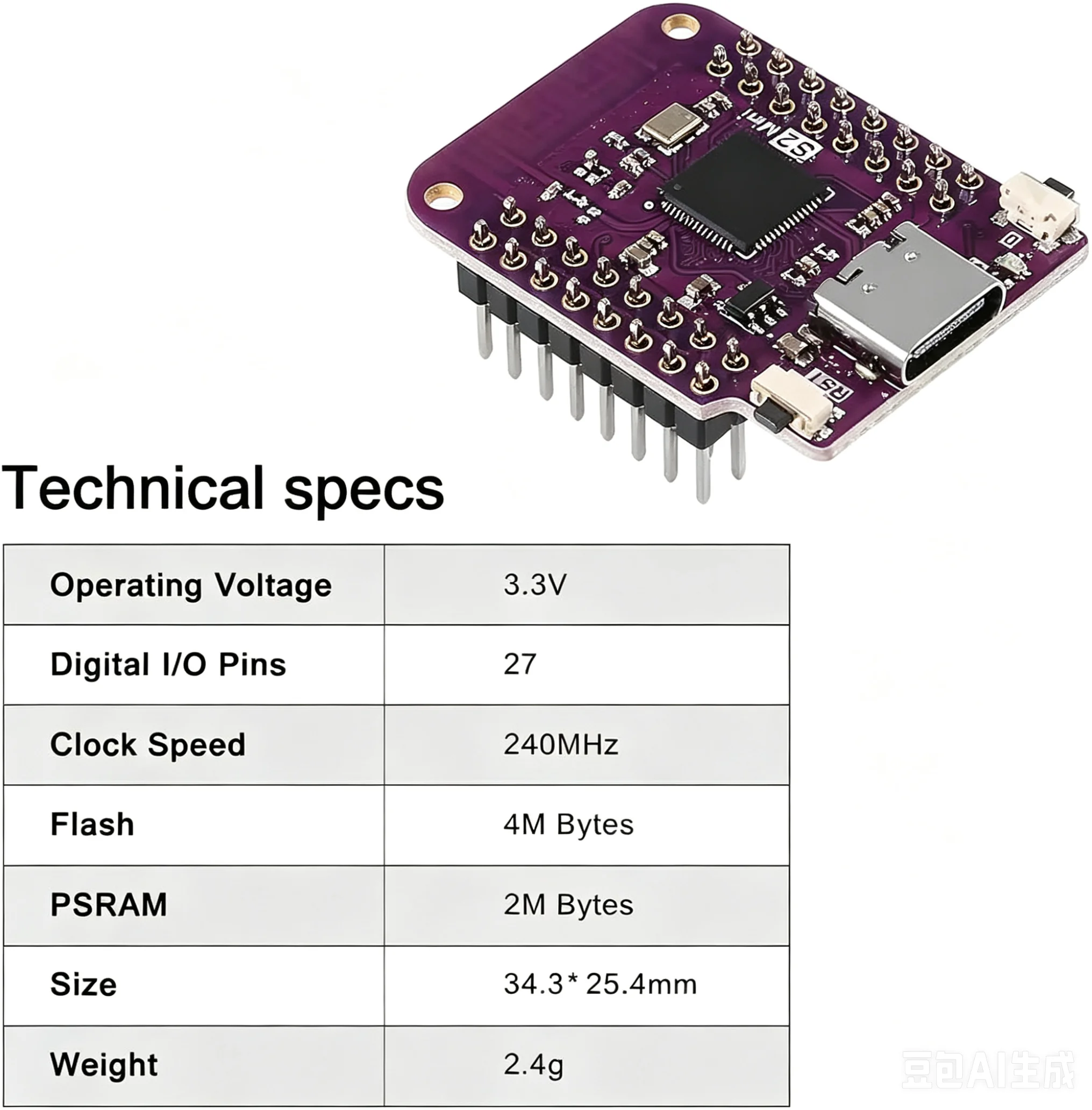 รูปสินค้า ESP32-S2 Mini Board - บอร์ด IoT 4MB Flash สำหรับ Arduino & MicroPython