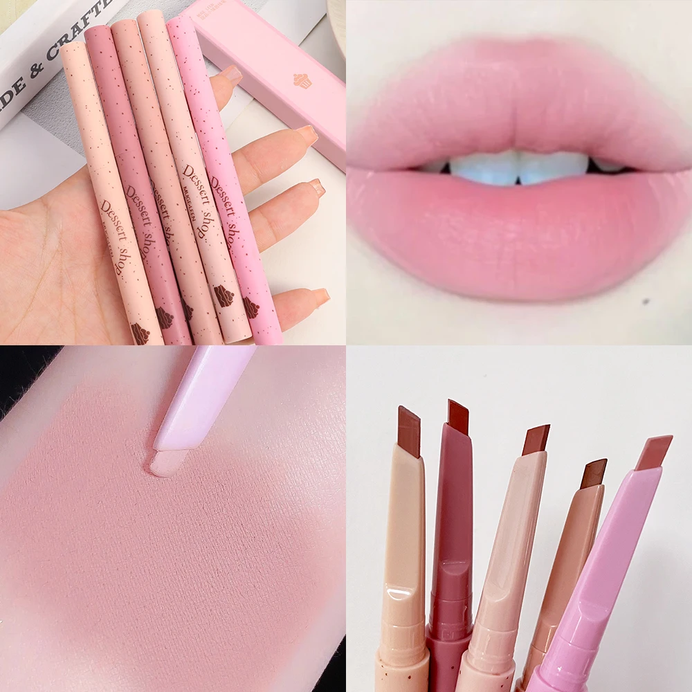 MUGE LEEN Lightweight Sweet Soft Mist Lip Liner Outline Lip Shape Waterproof Long-Lasting Non-Removal Nude Pink Liner