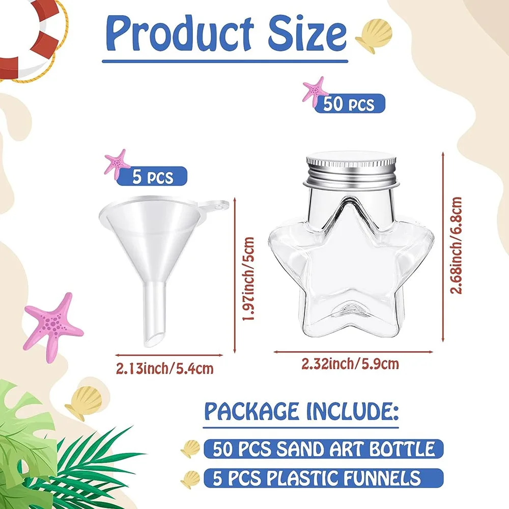 Description Picture 5 of itemSand Art Bottles Plastic Cute Shaped Bottles with 5 Funnels Sand Art Containers Kits for Kids Craft Party DIY Art Activity Group