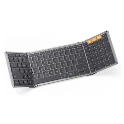 Portable Bluetooth Foldable Keyboard with Numeric Keypad - Ultra-Slim Wireless Design (Gray)