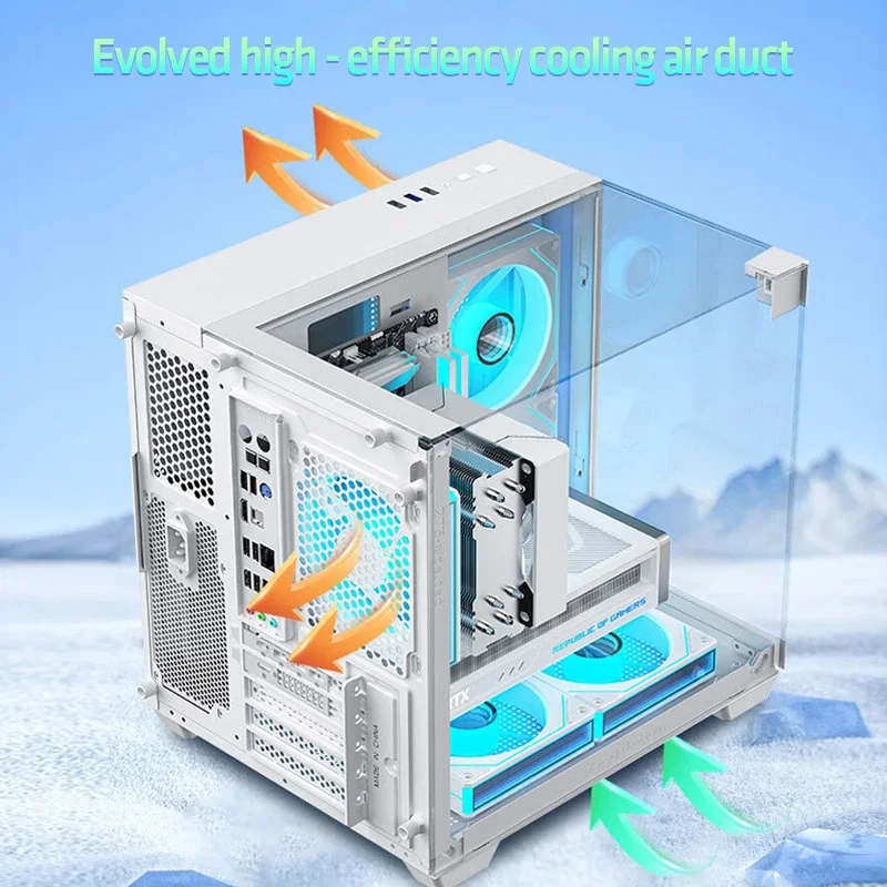 예, 매직 큐브 PC 케이스 - 270 ° 파노라마 강화유리, M-ATX/ITX 호환 게이밍 섀시