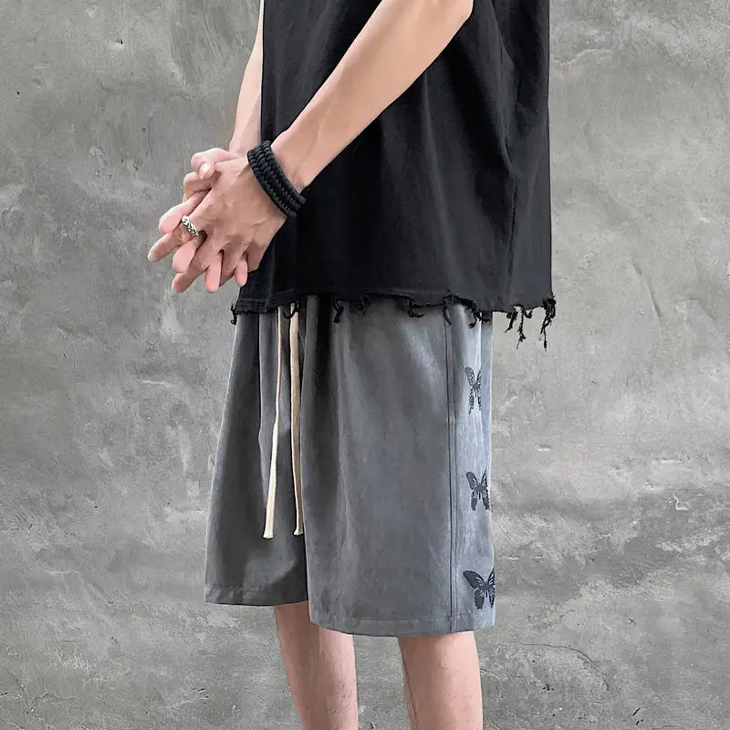 Summer Solid Color Elastic Waist Drawstring Motion Pants Man Loose Casual Thin Style Knee Length Shorts Fashion Men's Clothing