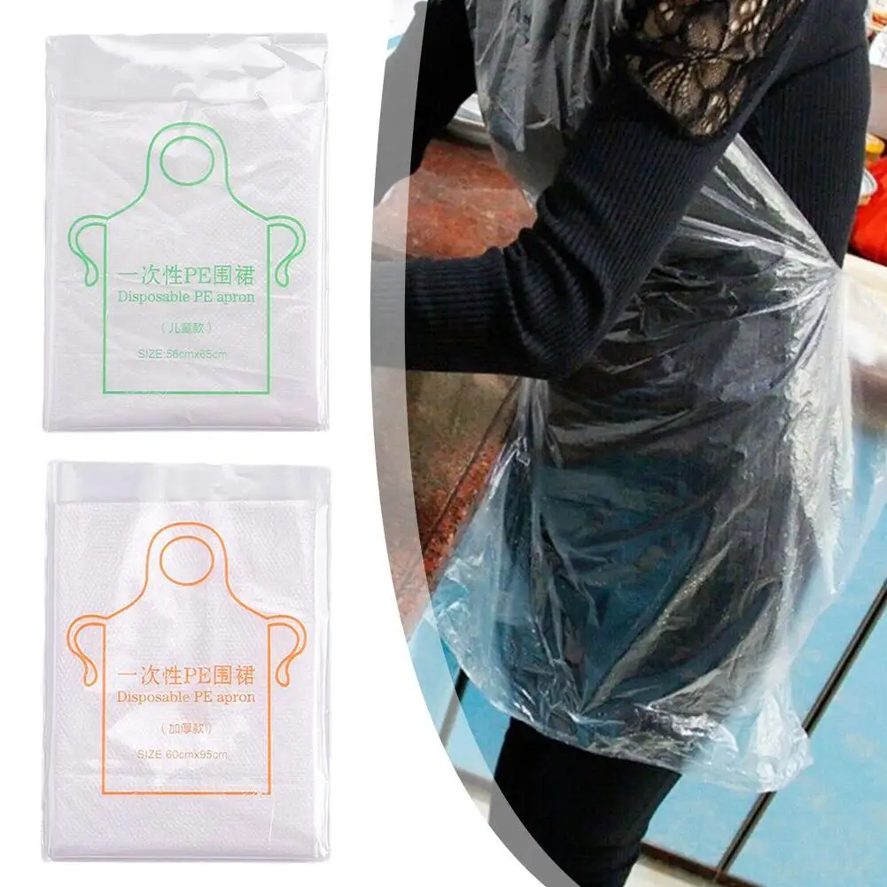 

1/10/50PCS Adult Children's Disposable Aprons Transparent Waterproof Anti Pollution Painting Cooking Housework Picnic Apron