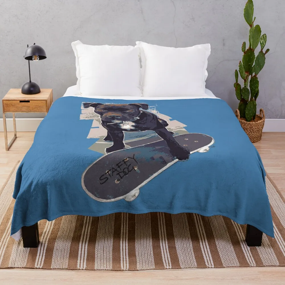 

SK8, мягкое одеяло с рисунком собаки фигуристки, цветное одеяло, одеяло, мягкие одеяла для кровати, фланелевая ткань