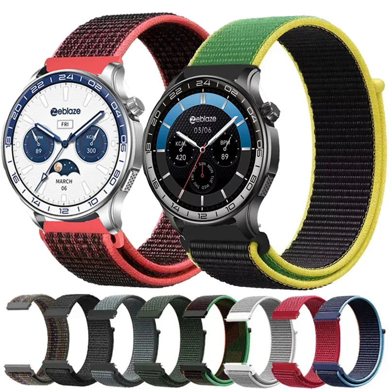 22mm Durable Nylon Sport Loop Strap in Black