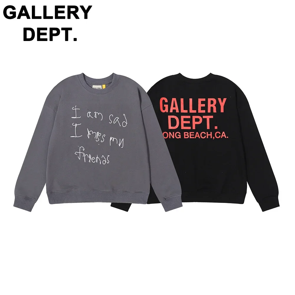 

Tide brand GALLERY DEPT English graffiti classic paragraph letters cotton round neck men and women terry sweatshirt wholesale