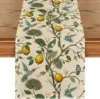 Spring Summer Lemon Tree Bird Flower Linen Table Runner Party Decor Reusable Kitchen Dining Table Runner Wedding Decorations 1