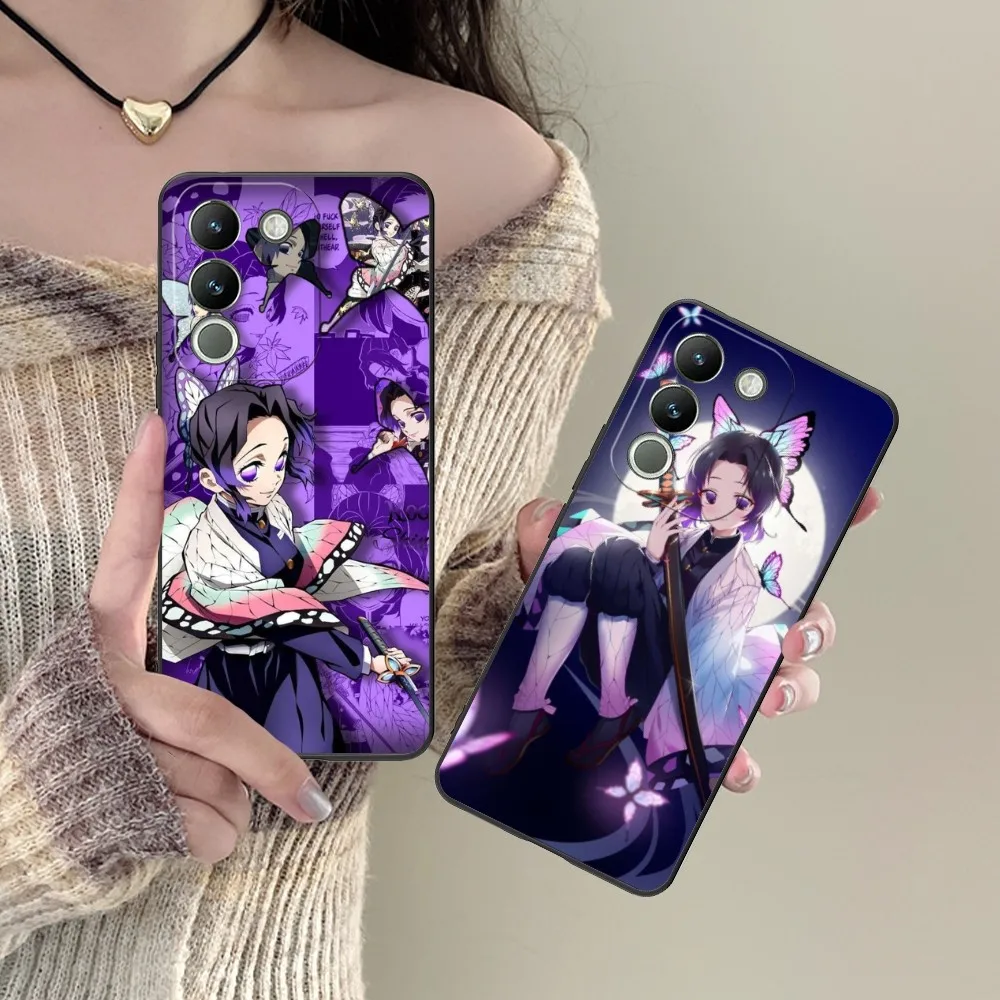 Demon Slayer Shinobu Cell Phone Case For Vivo Y95 Y93 Y31 Y20 V19 V17 V15 Pro X60 Nex Black Soft Phone Cover Funda