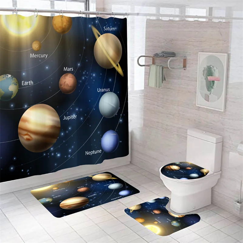 

Занавеска для ванной Starry Sky, трехмерная дизайнерская декоративная занавеска для ванной из полиэстера, противоскользящие ковры, водонепроницаемая занавеска для душа с крючками