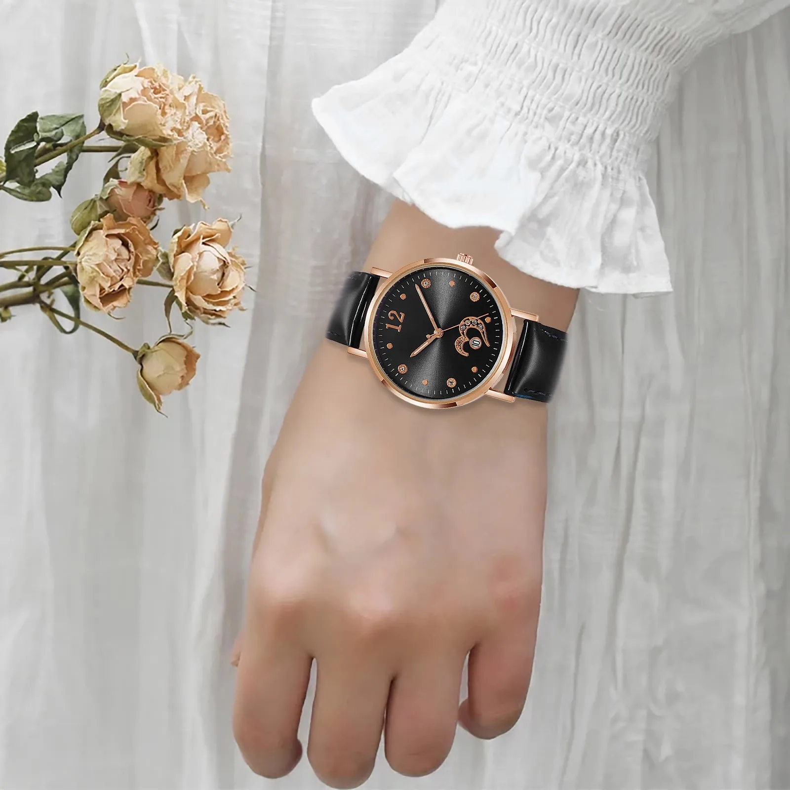 

Изысканные женские часы, модный кожаный ремешок, кварцевые наручные часы с пряжкой с язычком, светящиеся часы для женщин, роскошный бренд