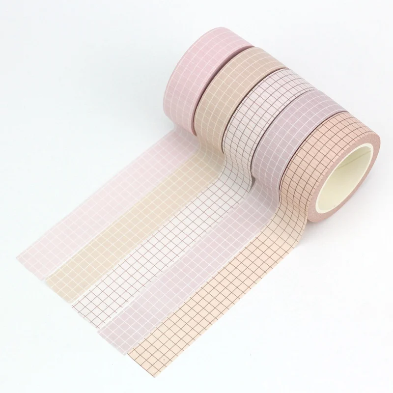 Washi Tape Set pour journal intime, Scrapbooking Masking Tape, Papeterie, Décor mignon, Plus de couleurs pastel, Grille et document pur, Nouveau, 1PC, 10M