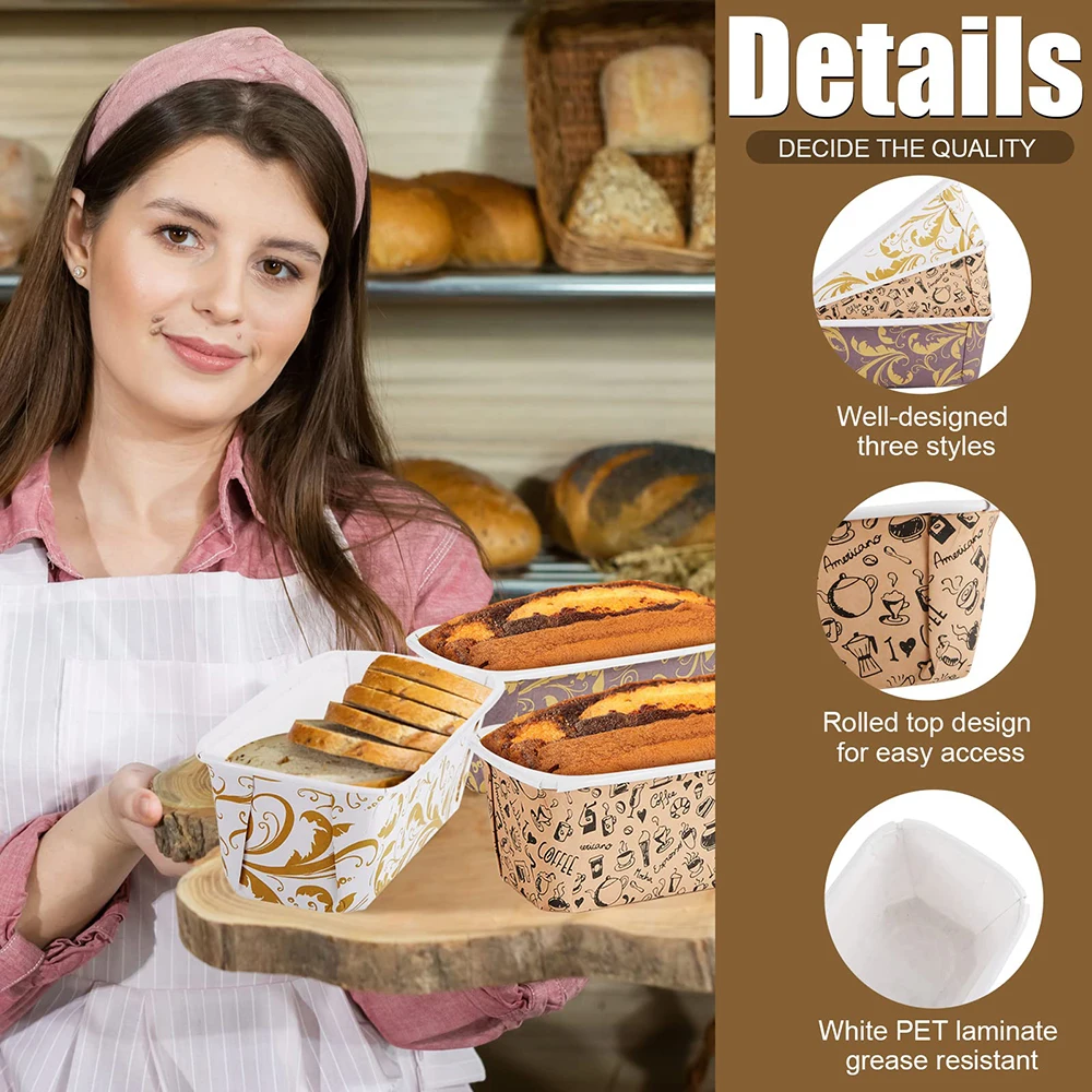 Loaf pan liners paper loaf pans disposable paper rectangle baking tray bread cake display DIY pastry accessories 50Pcs