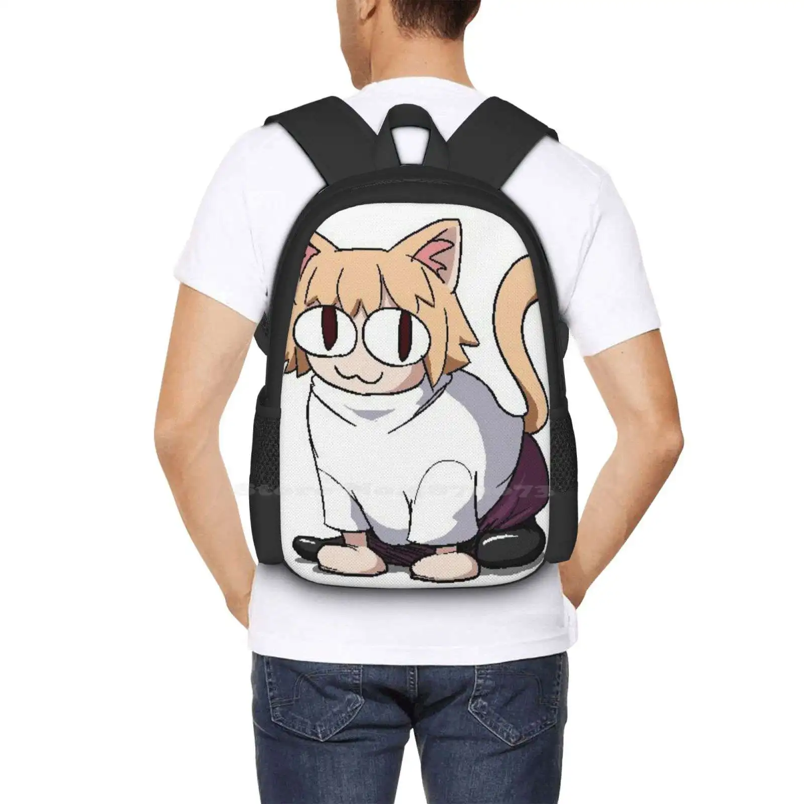 Neco Arc Cat 3D Print Design Backpack Student Bag Neco Arc Neko