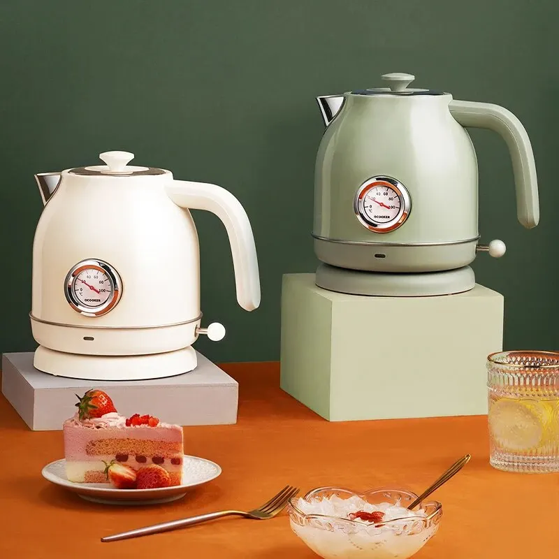 Electric Kettle Retro Style Boiling Water Household Stainless Steel Multifunctional QCOOKER