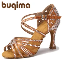 Latin Dance Shoes Rhinestone Wedding Shoes Indoor Shoes Sole High Heel Low Heel 1