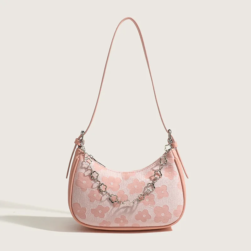 Bolso de hombro de moda con cadena de jacquard, bolsos versátiles para mujer, gran capacidad, alta calidad, bandolera de lujo Y2k