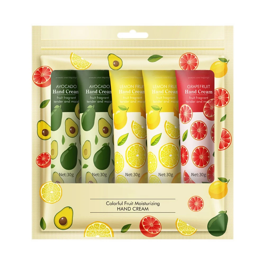 5Pcs X 30g Hand Cream Kits Moisturizing Fruits Flowers Nutrients Dry Crakced Repair Soft Whitening Oil Control Nourishing Care