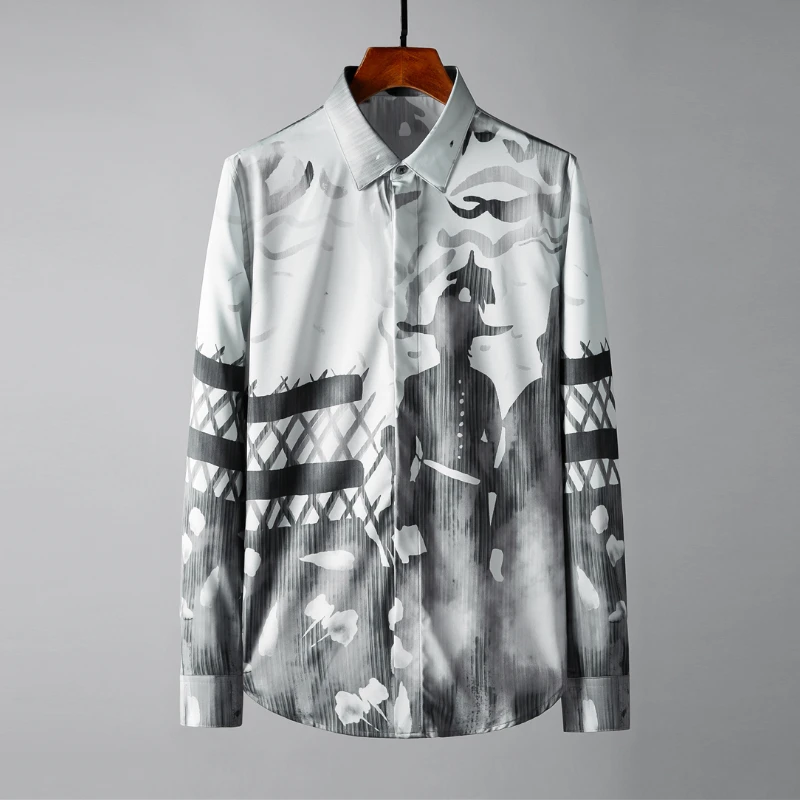 

Рубашка мужская с длинным рукавом, с цветочным принтом, размеры до 3XL