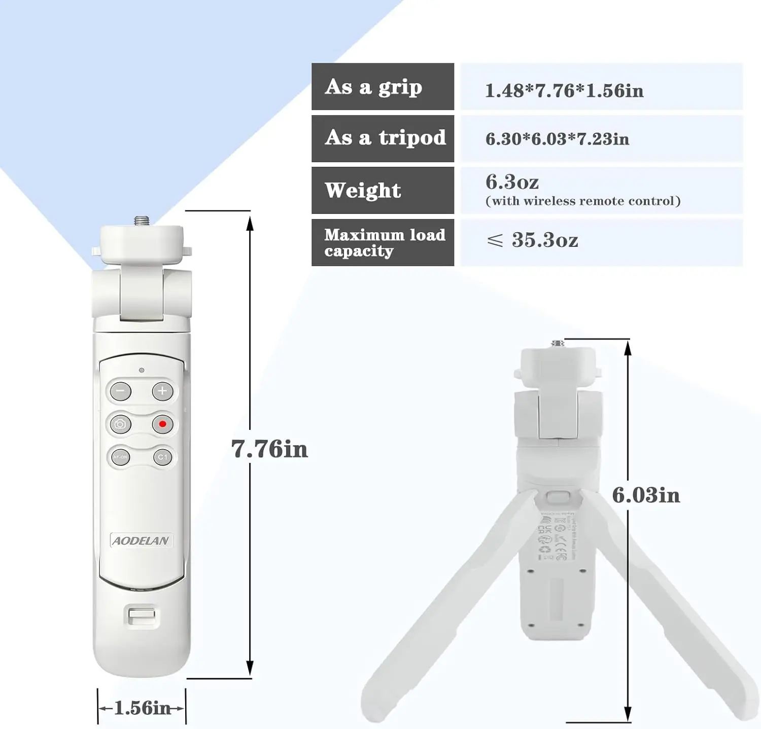 AODELAN Shooting Grip Wireless Camera Remote Handle Mini Tripod for Sony A9III A6700 ZV-E10II ZV-1 A7C A7RIV RX0II RX100M7