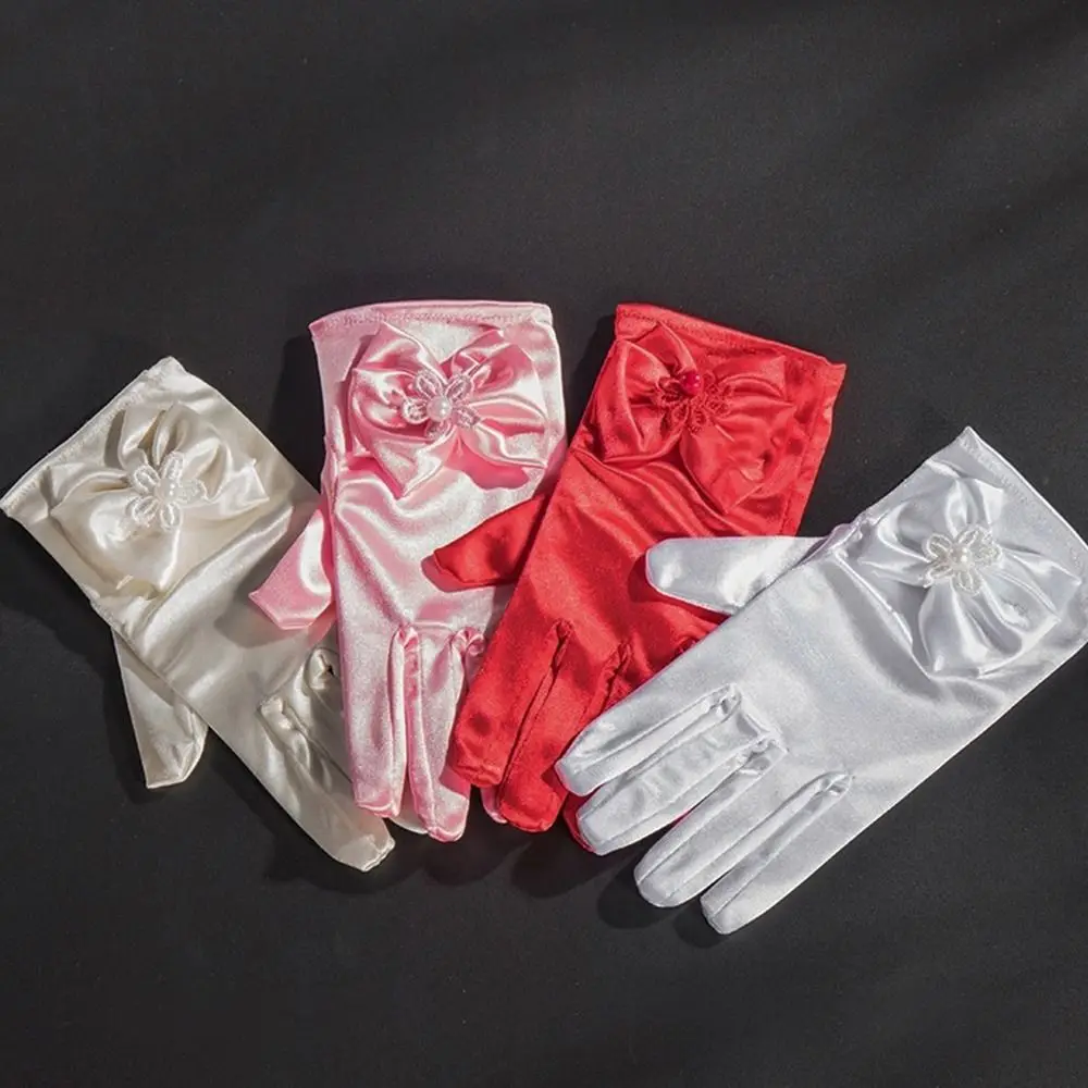 Girls Satin Gloves Polyester Cotton Wedding Prom Costume Accessory