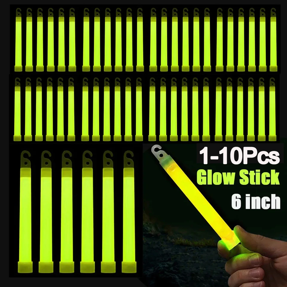 Lot De 6 Bâtons Lumineux Vert, 15 Cm, Durée 12h, Camping Pêche, Stock Neuf