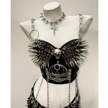 Metal Strap Spikey Cropped Top 1