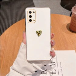 Enhanced 3D Gold Heart Plating Silicone Soft Phone Case for Oppo A95 5G (GMAXSS White)