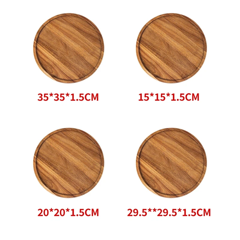 Round Wood Tray,Wooden Serving Tray,Serving Platter,Appetizer Charcuterie Board,Tray Organizer For Kitchen/Countertop 3
