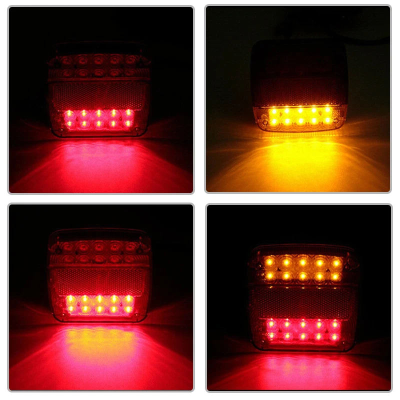 2X 12V 26LED Submersible Trailer Lights Stop Tail Turn Signal Lights License Number Plate for Trailer Truck RV