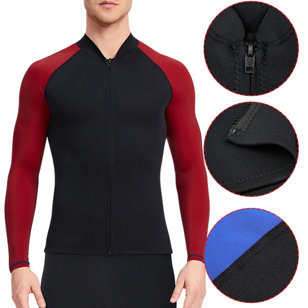

Men Separate Diving Top Long Sleeve with Zipper Thermal Sun Protection Swimsuit Durable Neoprene Elasticity Wetsuit MC889