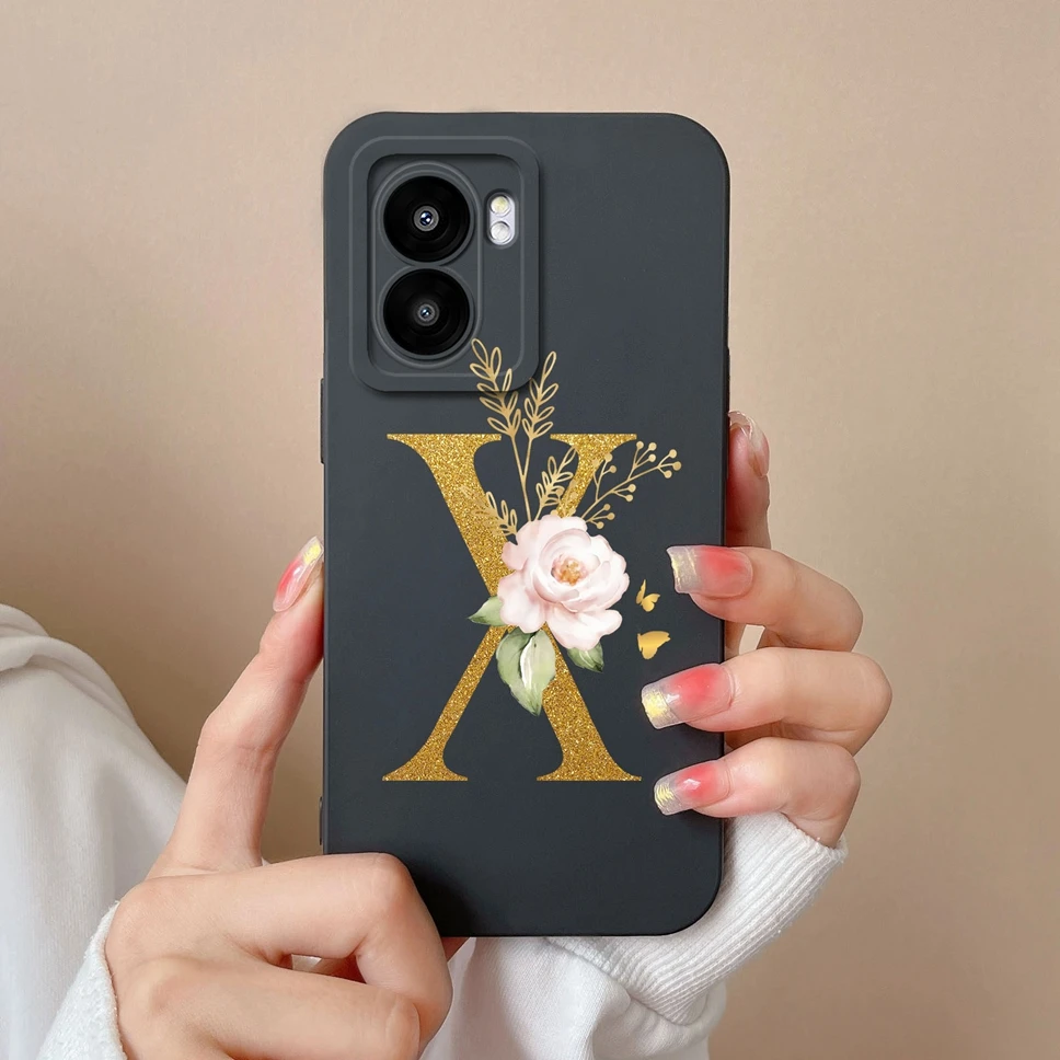 Pretty Flower Letters Liquid Silicone High-Quality Phone Cover