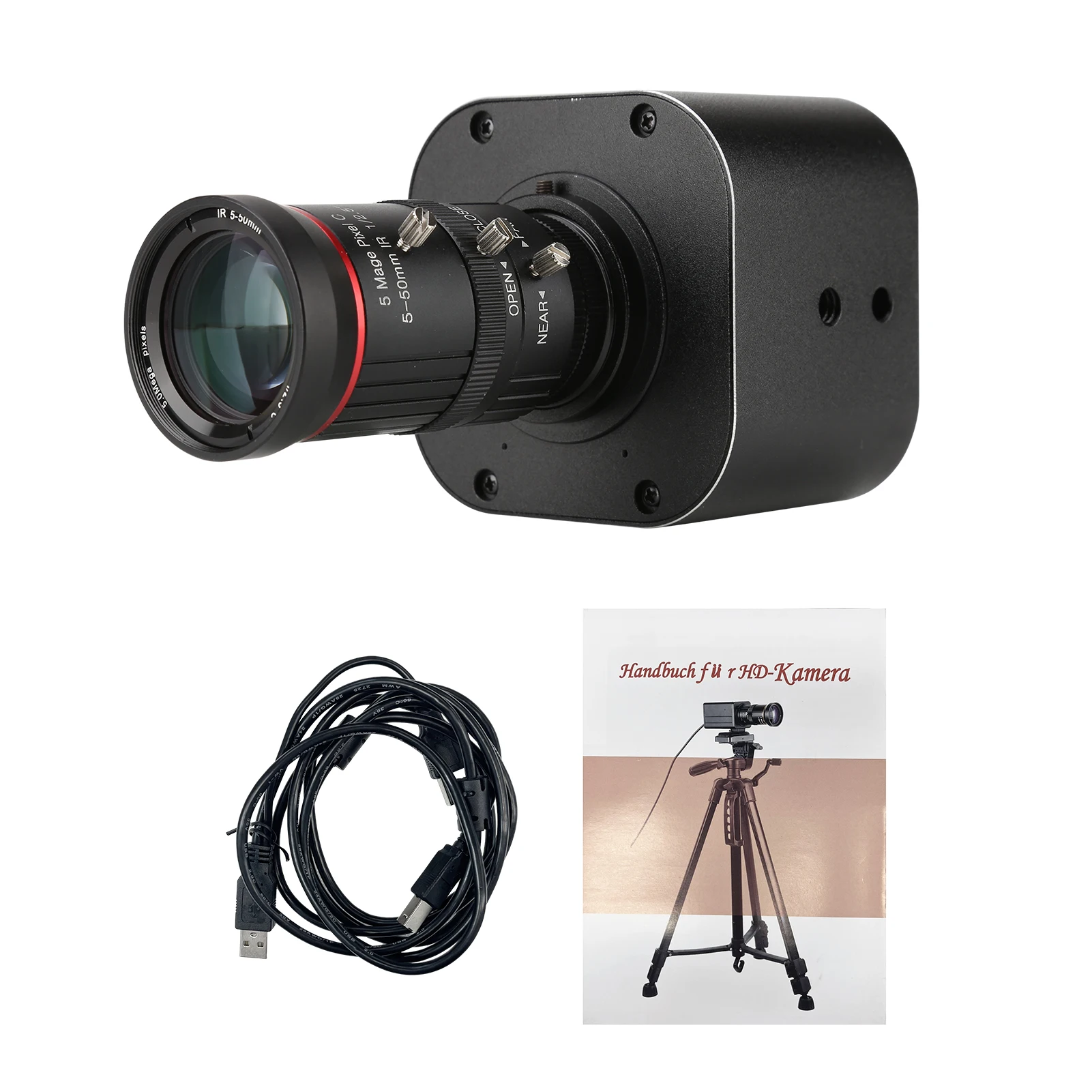 4K HD USB Camera 10X Optical Zoom 5-50mm Variable Lens 8MP Mini Web Camera with Microphones 1920x1080@60fps Manual Focus