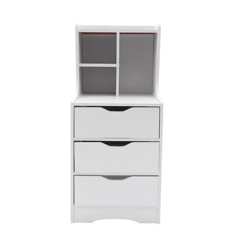 White Modern Style Nightstand Elegant Bedside Table Bedroom Furniture Cabinet With 3 Drawers 6