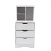 White Modern Style Nightstand Elegant Bedside Table Bedroom Furniture Cabinet With 3 Drawers 6