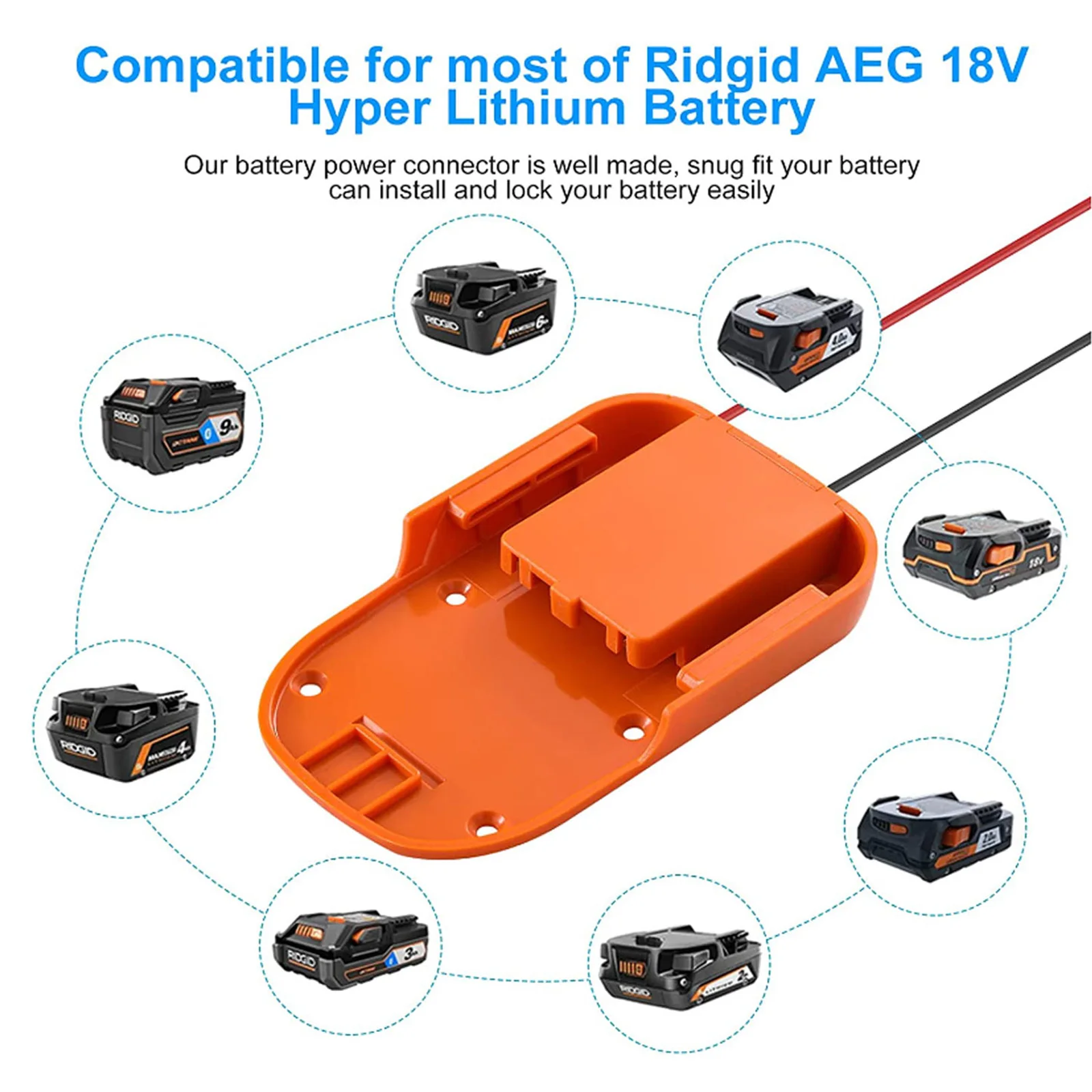 

DIY Battery Adapter Converter for RIDGID 18V and AEG 18V Power Connector Accessories with Fixing Hole/Fuse Holder/Terminal Block