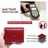 RFID anti-theft brush new three fold multi fold genuine leather cowhide wallet multifunctional anti tamper magnetic card bag sho - Image 5