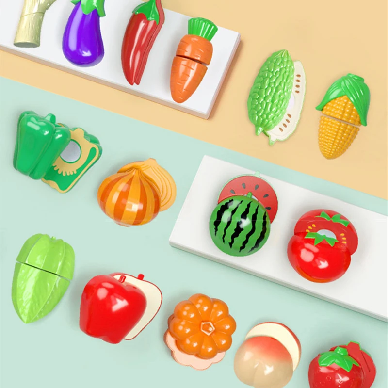 Kitchen Play House Toy Set Simulation Plastic Classic Fruit Vegetable Food Cutting Game Educational Kids Montessori Learning Toy 4