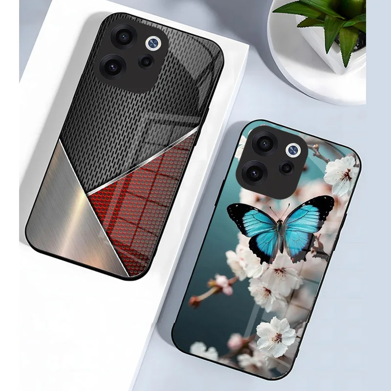 Luxury Shockproof Tempered Glass Phone Case with Full Camera Protection