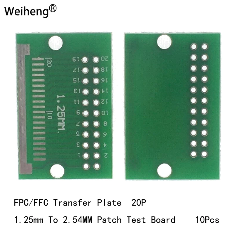 10Pcs FPC/FFC 20P Patch Test Board Horizontal Stick Vertical 1.25 Turn 2.54MM Transfer Plate