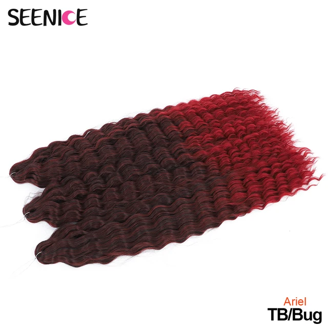 Ariel Curl Deep Wave Twist Crochet Hair Natural Synthetic Afro Curls Crochet Braids Ombre Braiding Hair Extensions For Women T1B/Burgundy