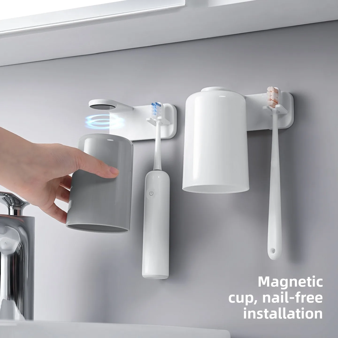 Magnetic Toothbrush Holder Wall Mounted No Drill Bathroom Storage_voghion.com