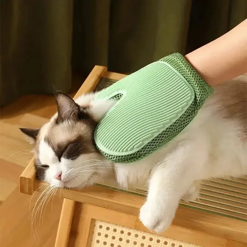 Enhanced Pet Grooming Glove: Efficient Hair Remover & Gentle Massage Tool with Double-Sided Brush
