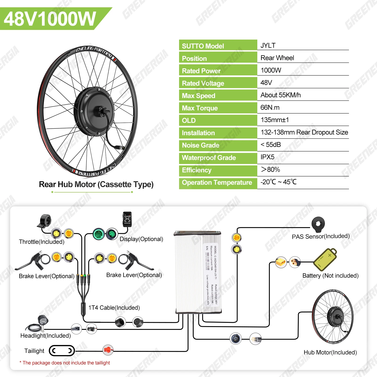 Varstrom 48V1000W Rear Hub Motor Kit Gear Brushelss 26 27.5 28 29inch Electric Bicycle Conversion Kit eBike 13Ah 20Ah Battery