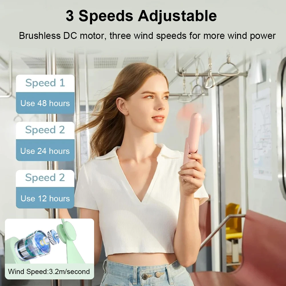 Portable Mini Handheld Fan Small Pocket Fan USB Rechargeable Battery Fan Folding Cooling Hand Fan Mini USB Fan with Power Bank 3