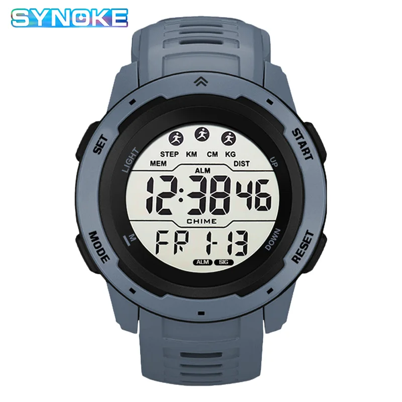 

SYNOKE Men Watch Outdoor Sports Big Dial Digital Watch Waterproof Alarm Clock LED Military Watches for Men Relogio Masculino